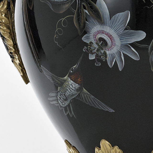 Hand Painted Black Fine Bone China Vase