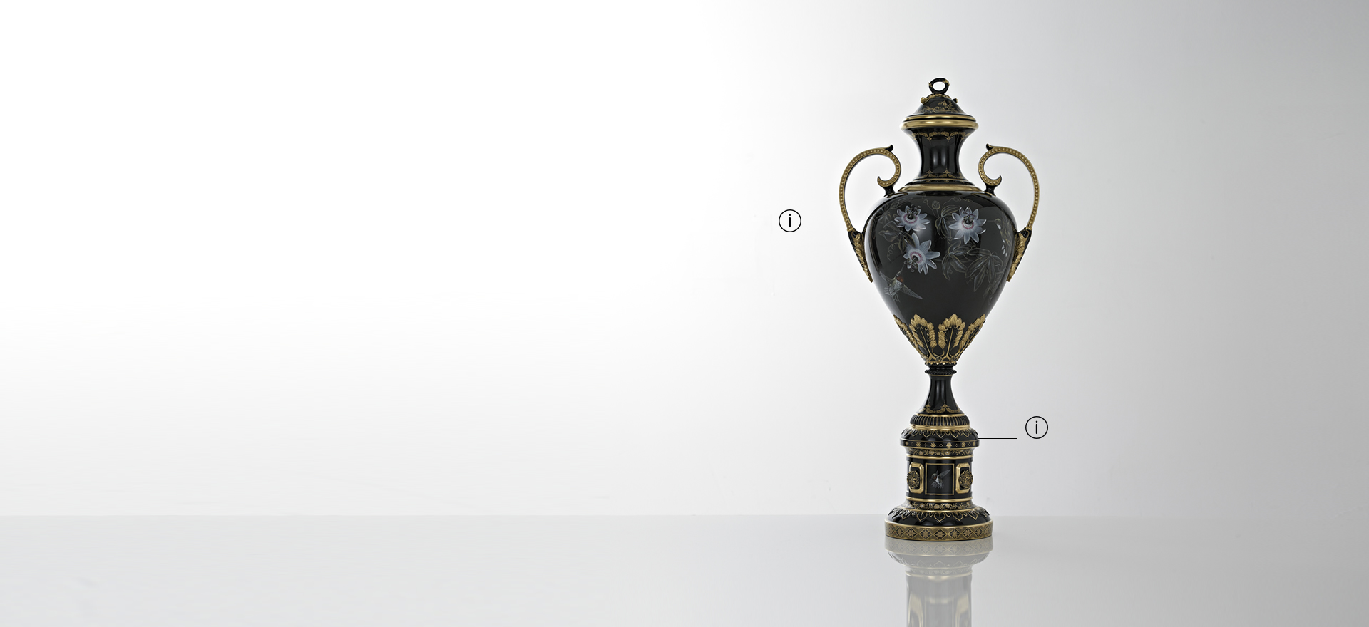 British Luxury Ceramics Black Fine Bone China Handcrafted Vase