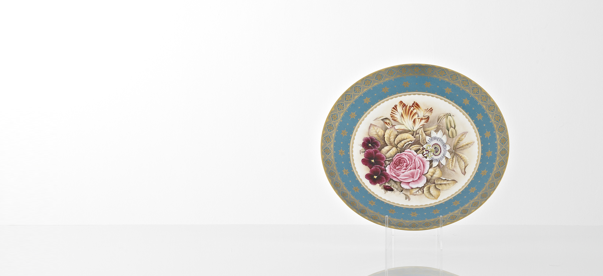 Hand Painted Fine Bone China Floral Comport Platter