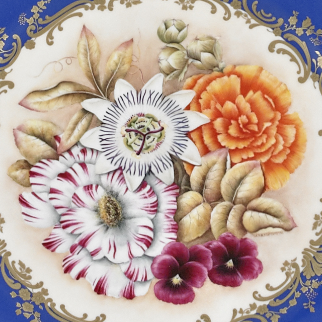 Hand Painted Floral Service Plate